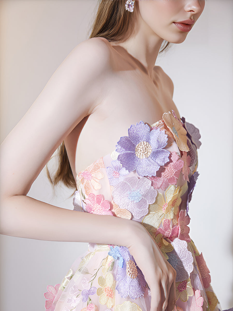 Flowering Girl Women anna floral embroidery midi dress in pastel pink