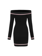 vanessa off-shoulder Knit mini Dress in black