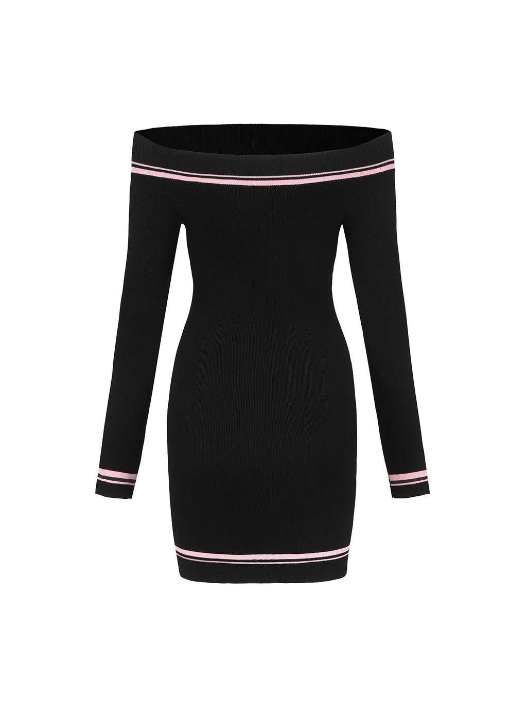Vanessa Off-Shoulder Knit Mini Dress In Black