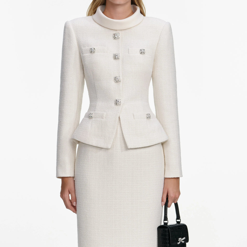 michaelia Cream Boucle Tailored Midi Dress set