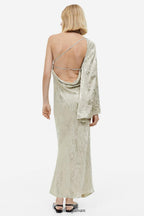 Flowering Girl Women Jacquard-Weave One-Shoulder Dress