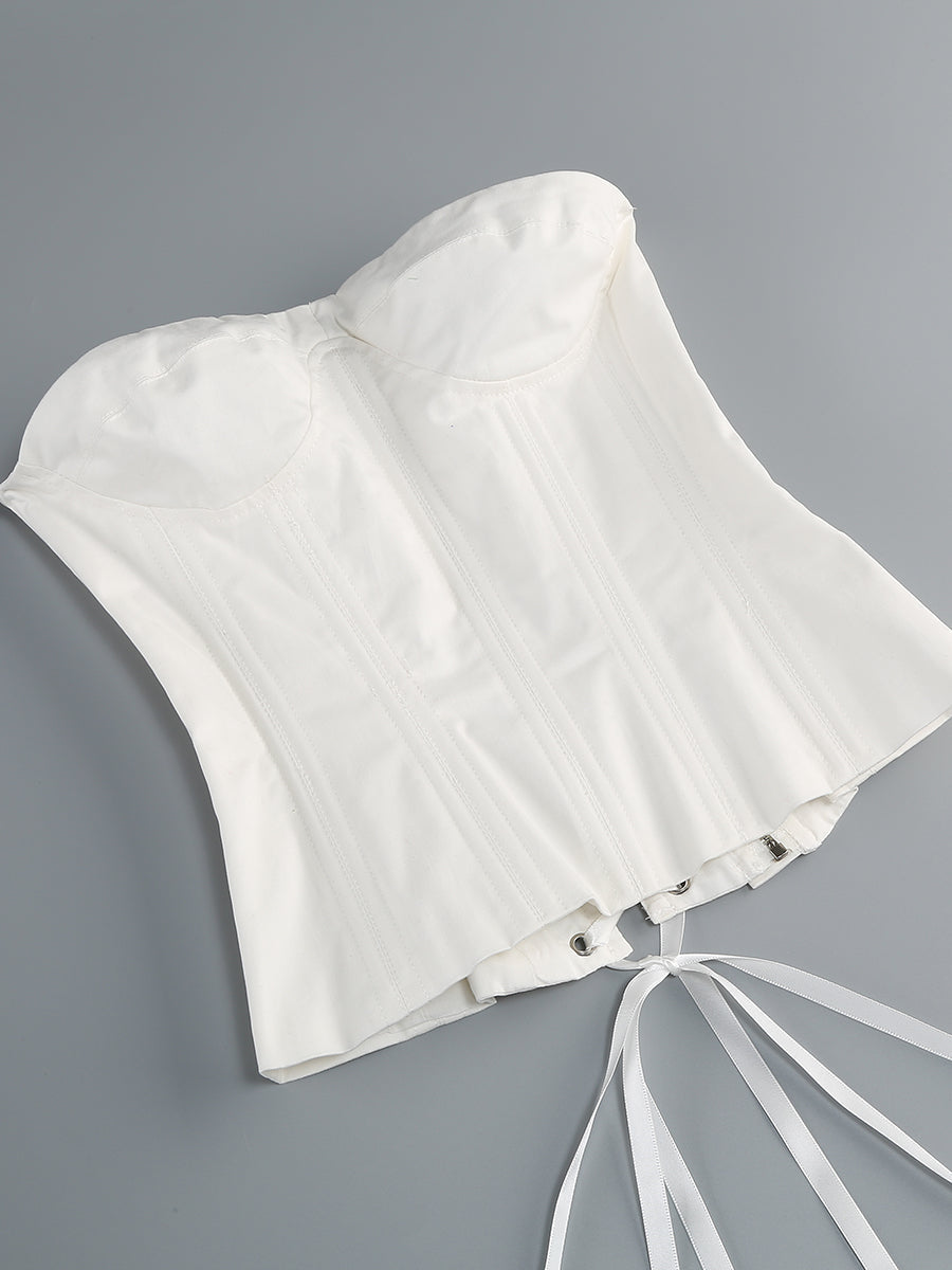 Flowering Girl Women CLEGG WHITE CORSET FLOWER TWO-PIECE SET