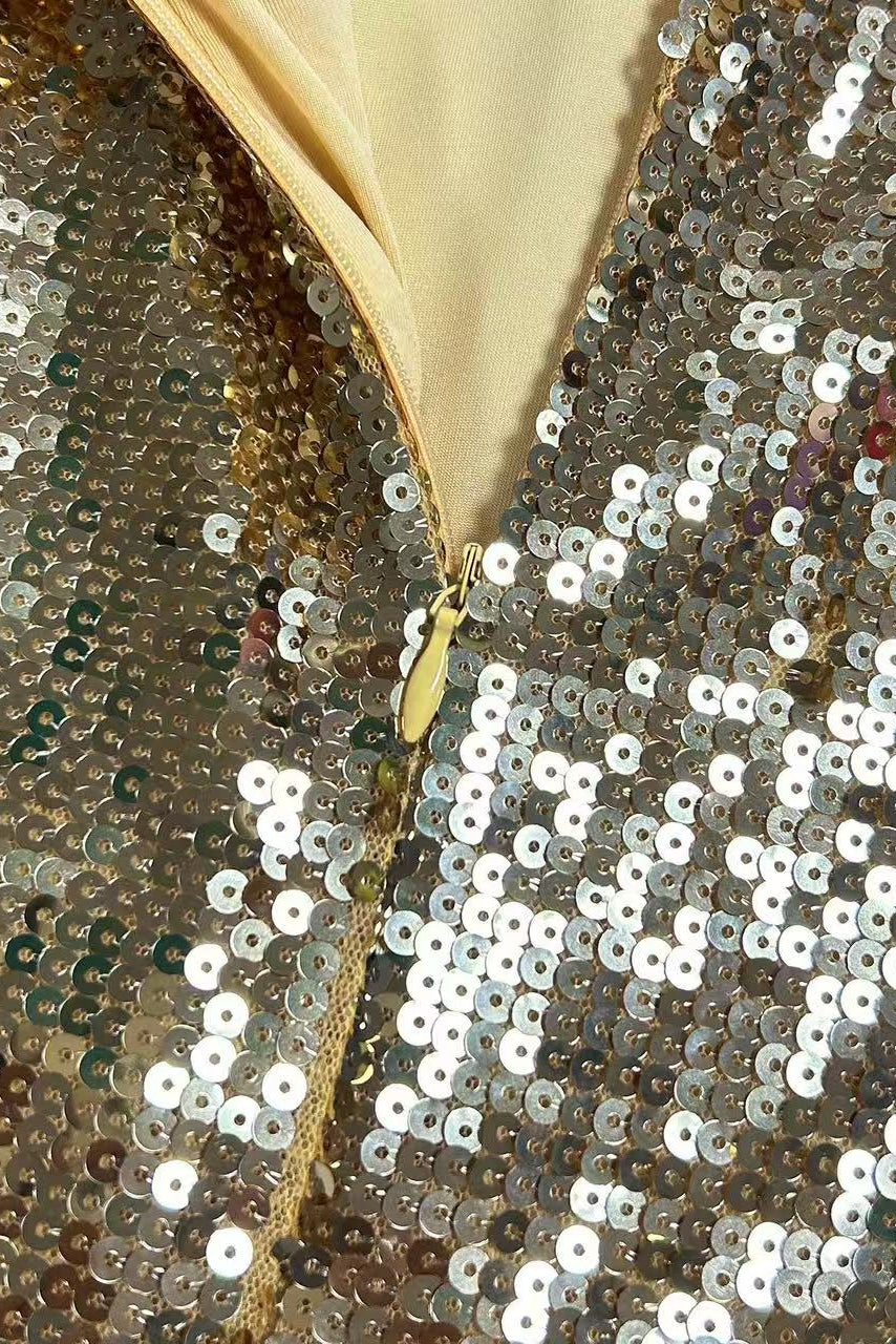 Sequin Rhinestone Strap Mermaid Maxi Gown