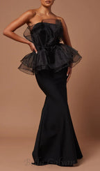Flowering Girl Women cedrica strapless mesh maxi bandage dress in black