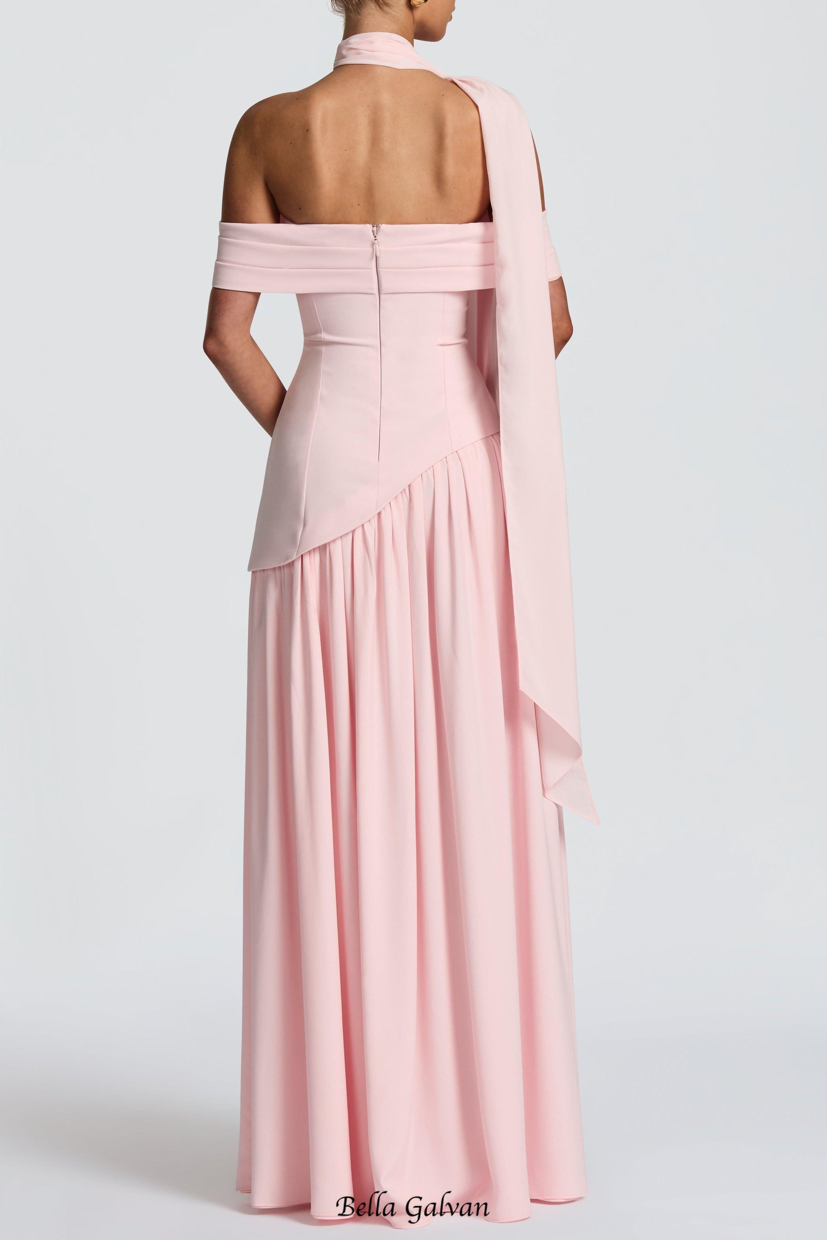 dorothy off-shoulder high slit Maxi Dress - blush