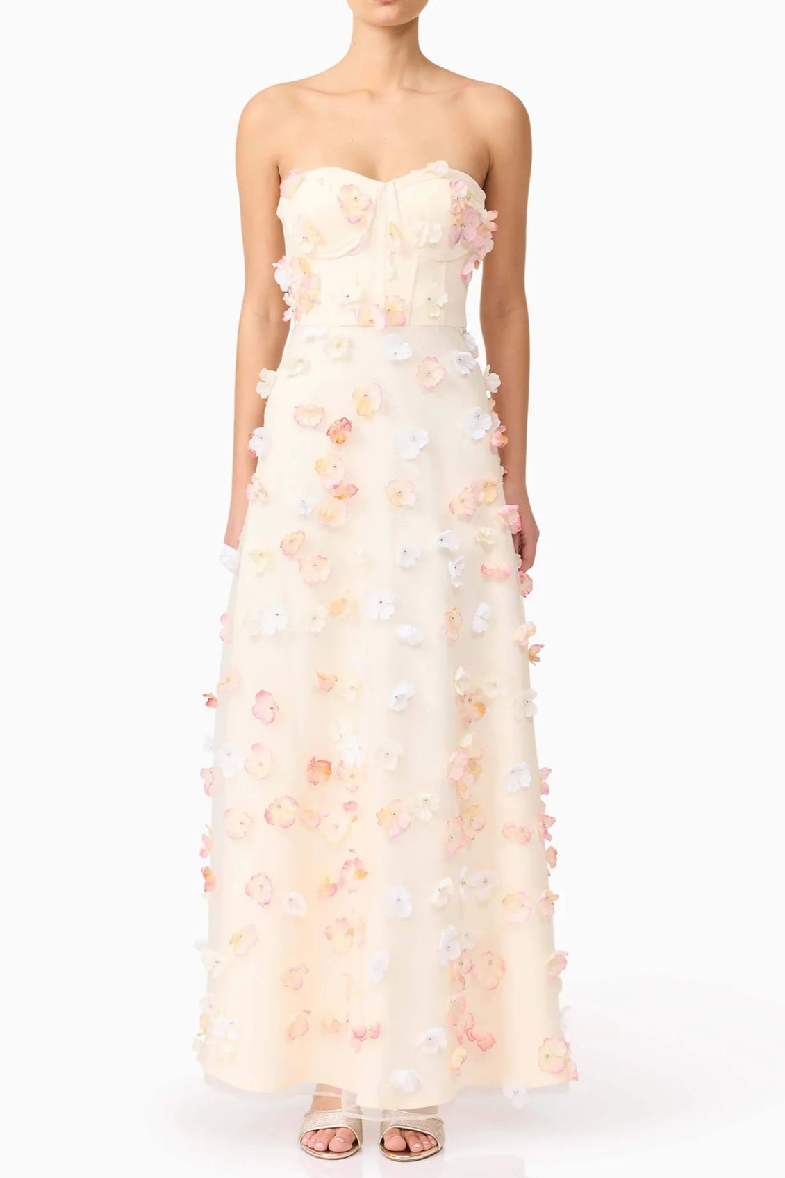 Flowering Girl Women Off-Shoulder Embroidered Maxi Dress In Apricot