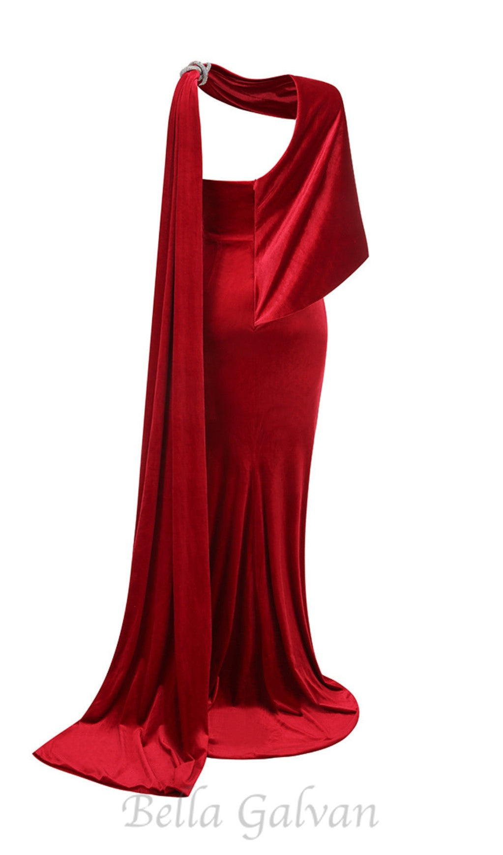 Flowering Girl Women velvet caplet maxi dress in red
