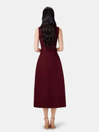 Flowering Girl Women asymmetric collar blazer midi dress in red