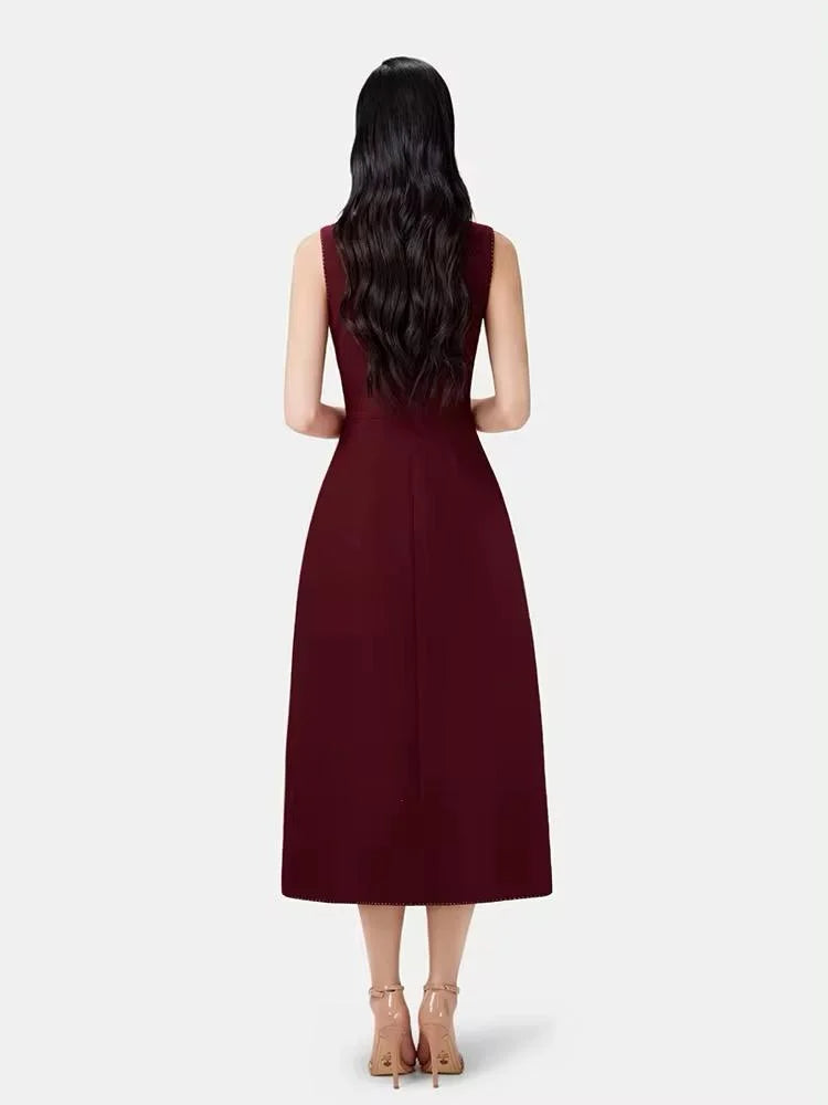 Flowering Girl Women asymmetric collar blazer midi dress in red