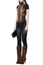 Flowering Girl Women Elma Furry Embellished Turtleneck Bodysuit In Black
