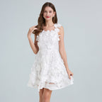 Flowering Girl Women Georgia 3d Floral Lace Mini Dress In White