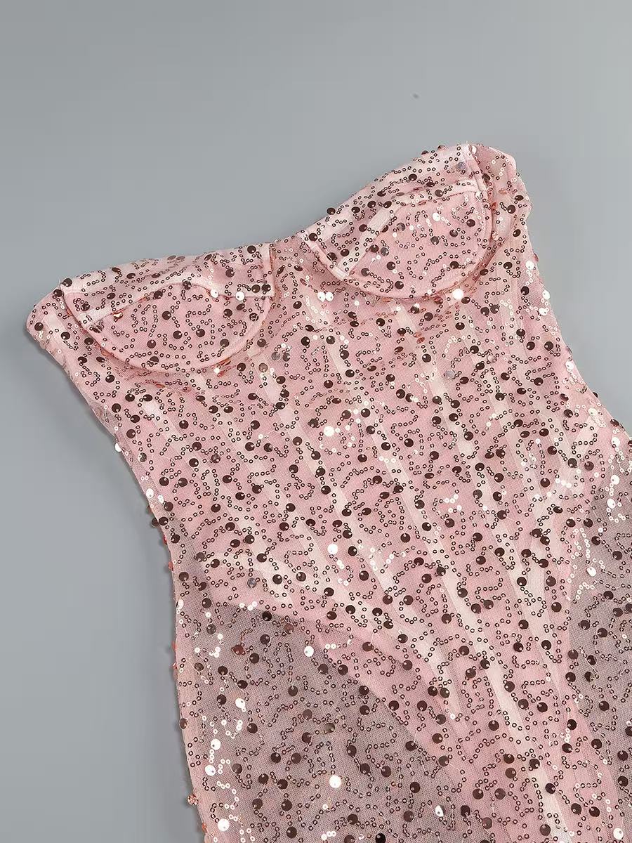Sequined Pink Maxi Dress