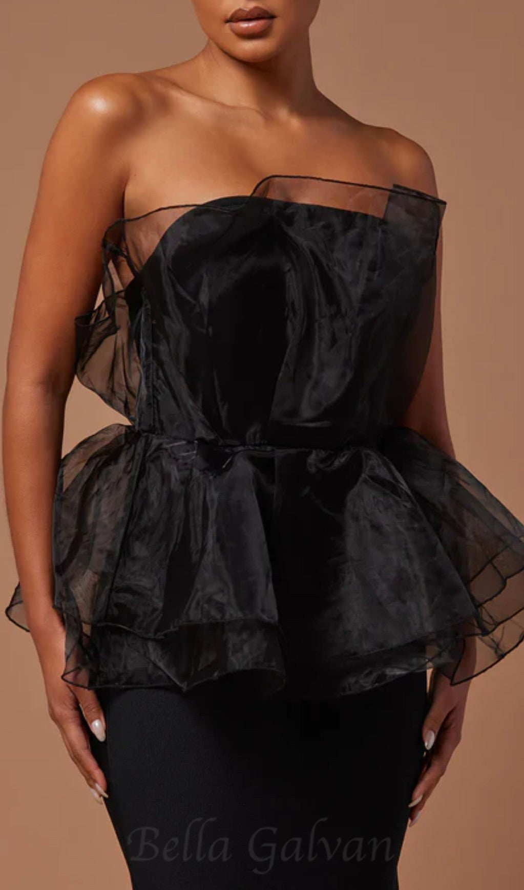 Flowering Girl Women cedrica strapless mesh maxi bandage dress in black