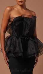 Flowering Girl Women cedrica strapless mesh maxi bandage dress in black