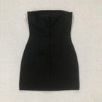 Flowering Girl Women multicolor-crystal embellished black strapless mini dress