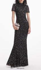 Flowering Girl Women tiffany Crystal embellished Maxi Dress in black