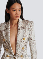 Flowering Girl Women 6-button satin jacket with Redcurrant print