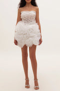 Flowering Girl Women Georgia Appliquéd Organza White Mini Dress
