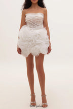 georgia Appliquéd organza white mini dress