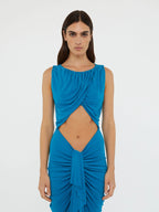 Lily Drape Disconnect Tank Maxi Dress In Blue