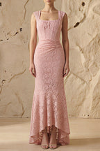 Flowering Girl Women vivien Lace Gathering Maxi Dress - pink