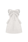 White Bow embellished strapless Mini Dress