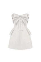 White Bow embellished strapless Mini Dress