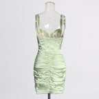 Flowering Girl Women CUSI CORSET RUCHED MINI DRESS IN GREEN