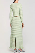 Rhinestone knit maxi skirt in Almond Green