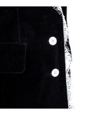 Flowering Girl Women lace-neck velvet blazer in black