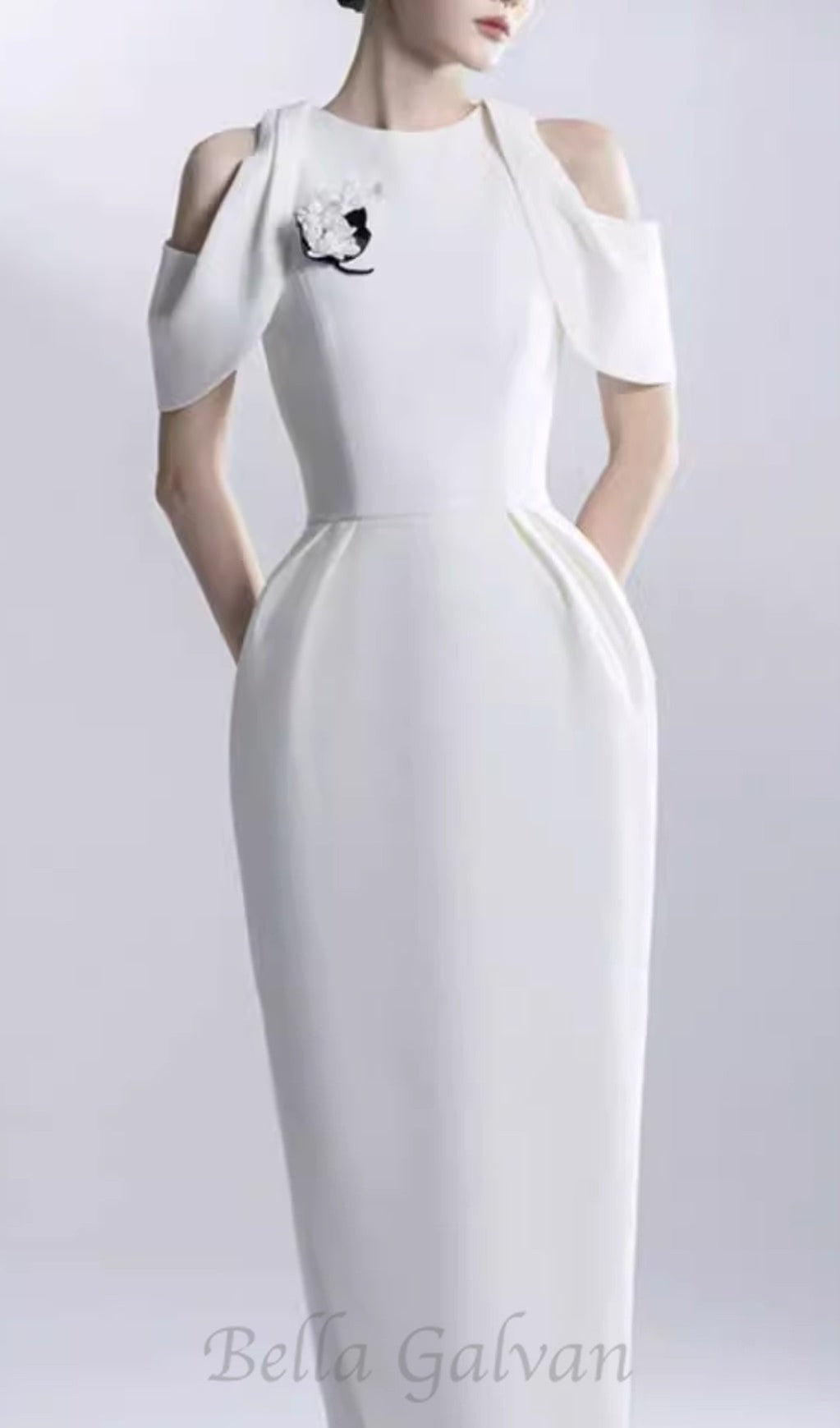 Flowering Girl Women CHAELI WHITE EMBELLISHED MIDI DRESS
