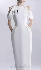 Flowering Girl Women CHAELI WHITE EMBELLISHED MIDI DRESS