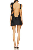 Cheryl 3D Flowers Sleeveless Mini Dress In Black