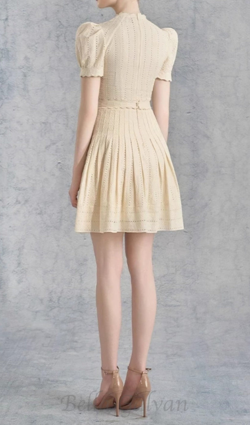 Flowering Girl Women flower pleated mini dress in apricot