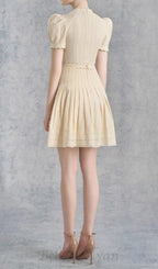 Flowering Girl Women flower pleated mini dress in apricot
