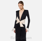 Flowering Girl Women bow black carpet dress in drape jersey