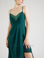 Flowering Girl Women crystal embellished pleated maxi dress in green