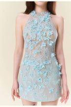 Flowering Girl Women Floral Lace Mini Dress In Blue