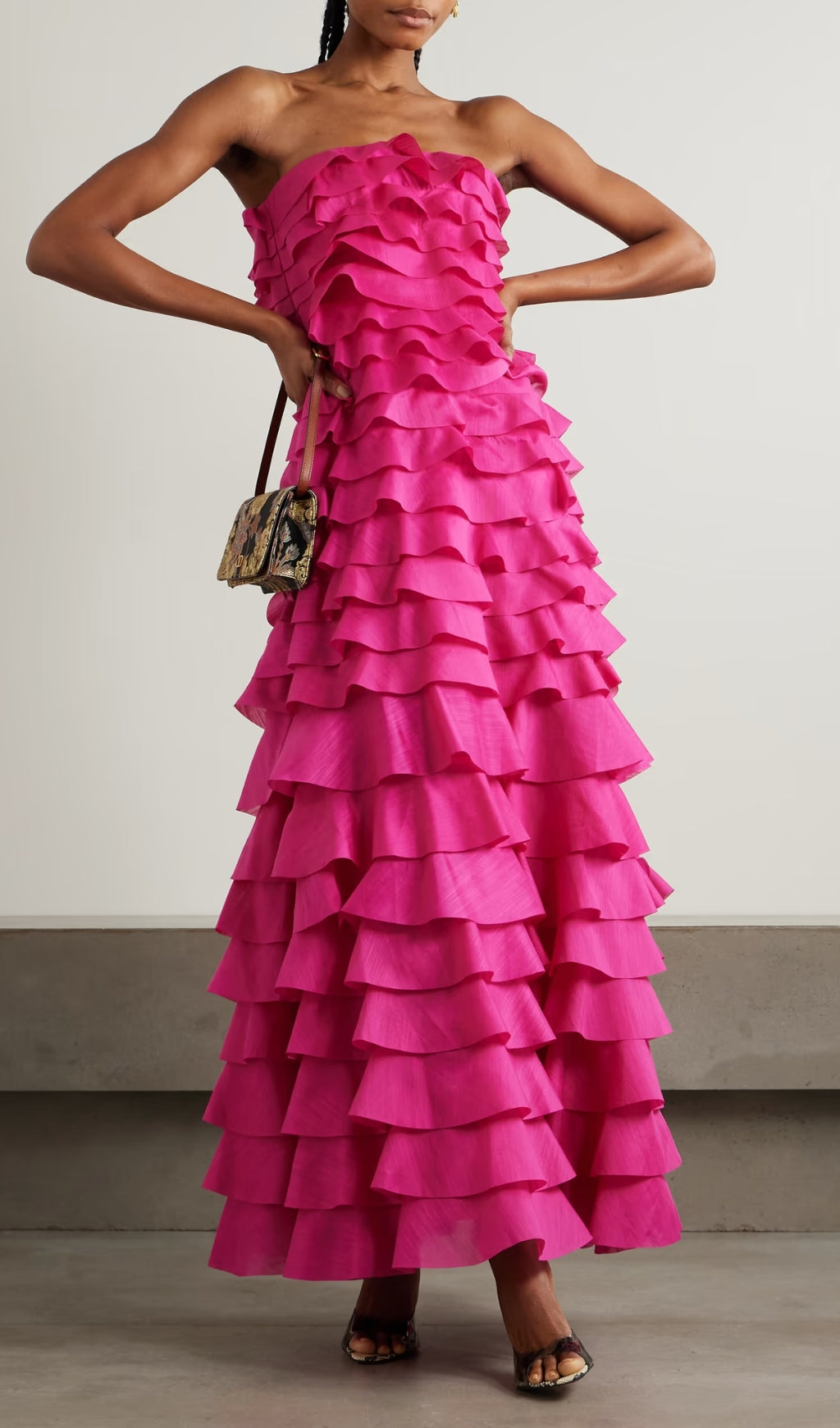 Flowering Girl Women stacey Strapless Layered Maxi Dress in pink
