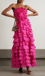 Flowering Girl Women stacey Strapless Layered Maxi Dress in pink