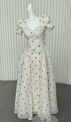 Javaneh White Polka Dot Maxi Dress