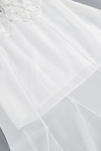 charlotte Pleat Ruffle Maxi Dress in white