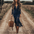 Bohemian Lace long sleeve midi Dress