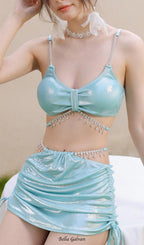 Flowering Girl Women Dorcas Mint Crystal Three-Piece Swimsuit