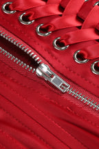 Flowering Girl Women Gwendolyn Red Beaded Applique Lace-Up Mini Dress Set