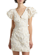 Flowering Girl Women Butterfly Appliqué Mini dress in cream