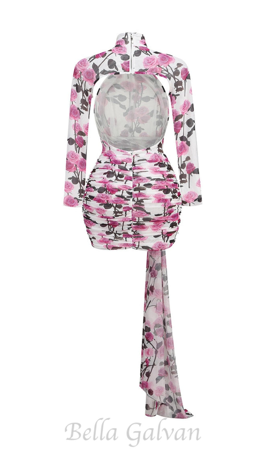 Flowering Girl Women BRISA ROSE RUCHED LONG SLEEVE MINI DRESS