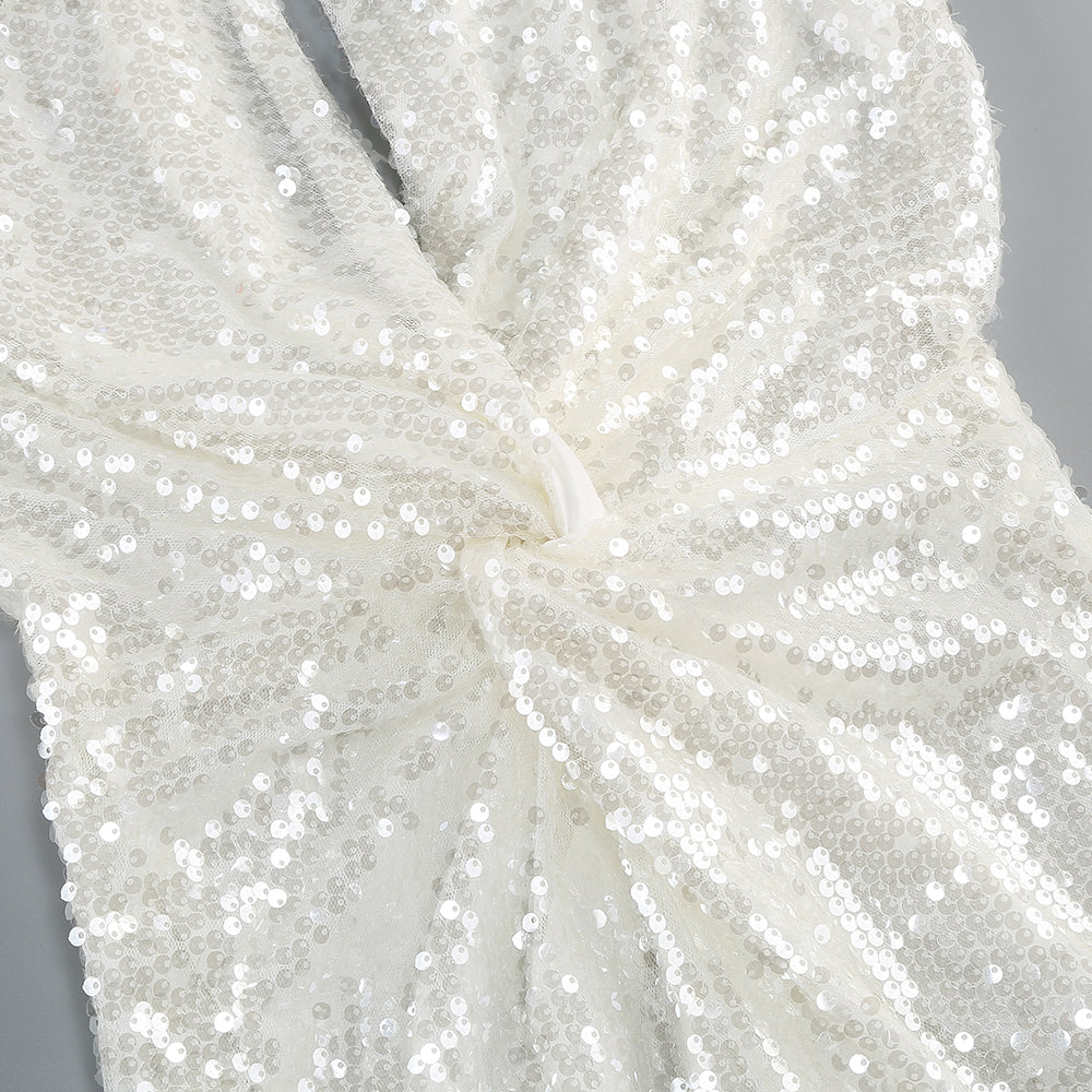 Flowering Girl Women Elsa Crystal Embellished Sequin Maxi Dress In White
