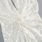 Flowering Girl Women Elsa Crystal Embellished Sequin Maxi Dress In White