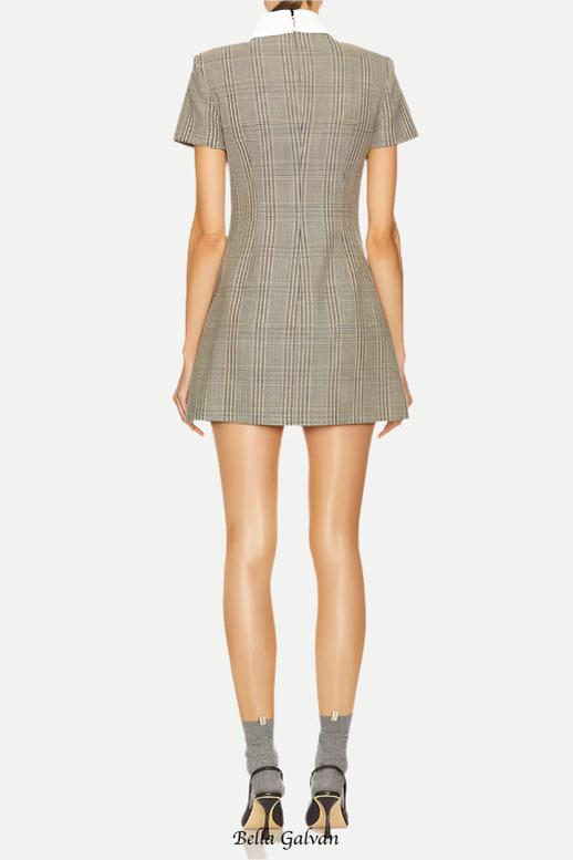 Flowering Girl Women Check Wool Mini Dress